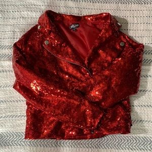 JoJos closet red sequin jacket new no pockets